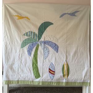 Pottery Barn Kids Shower Curtain 72 x 72+ 1 Pillow Sham Surfboard Nautical Beach